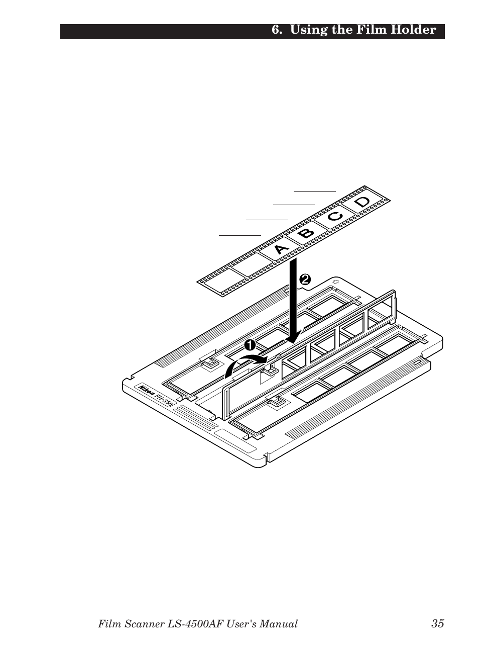 Using the film holder | Nikon LS-4500AF User Manual | Page 55 / 74