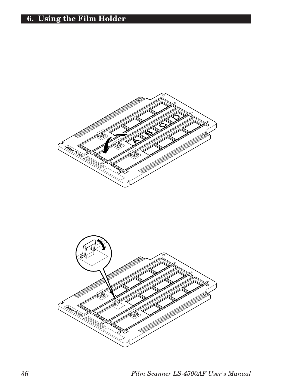 Using the film holder | Nikon LS-4500AF User Manual | Page 56 / 74