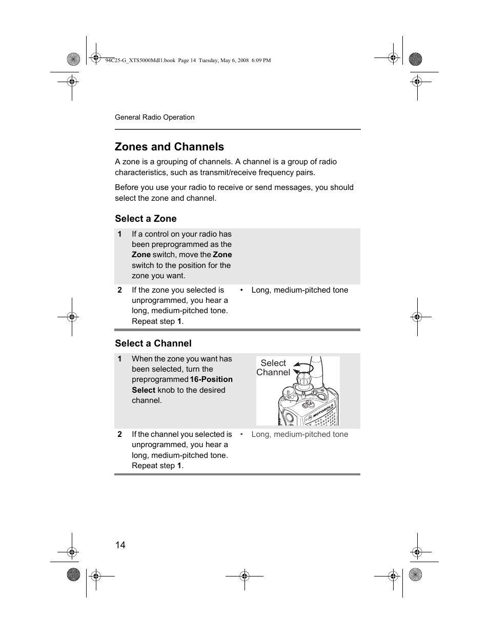 Zones and channels, Select a zone, Select a channel | Select a zone select a channel | Nikon XTS 5000 User Manual | Page 24 / 84