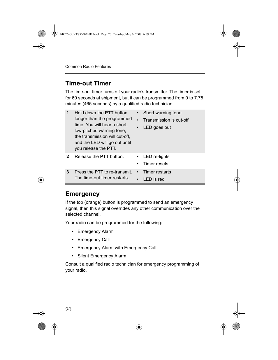Time-out timer, Emergency, Time-out timer emergency | Nikon XTS 5000 User Manual | Page 30 / 84