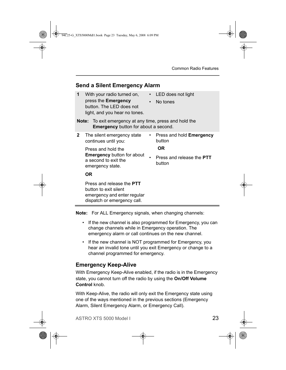 Send a silent emergency alarm, Emergency keep-alive, Send a silent emergency alarm emergency keep-alive | Nikon XTS 5000 User Manual | Page 33 / 84