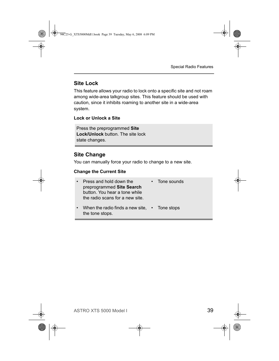 Site lock, Site change, Site lock site change | Nikon XTS 5000 User Manual | Page 49 / 84