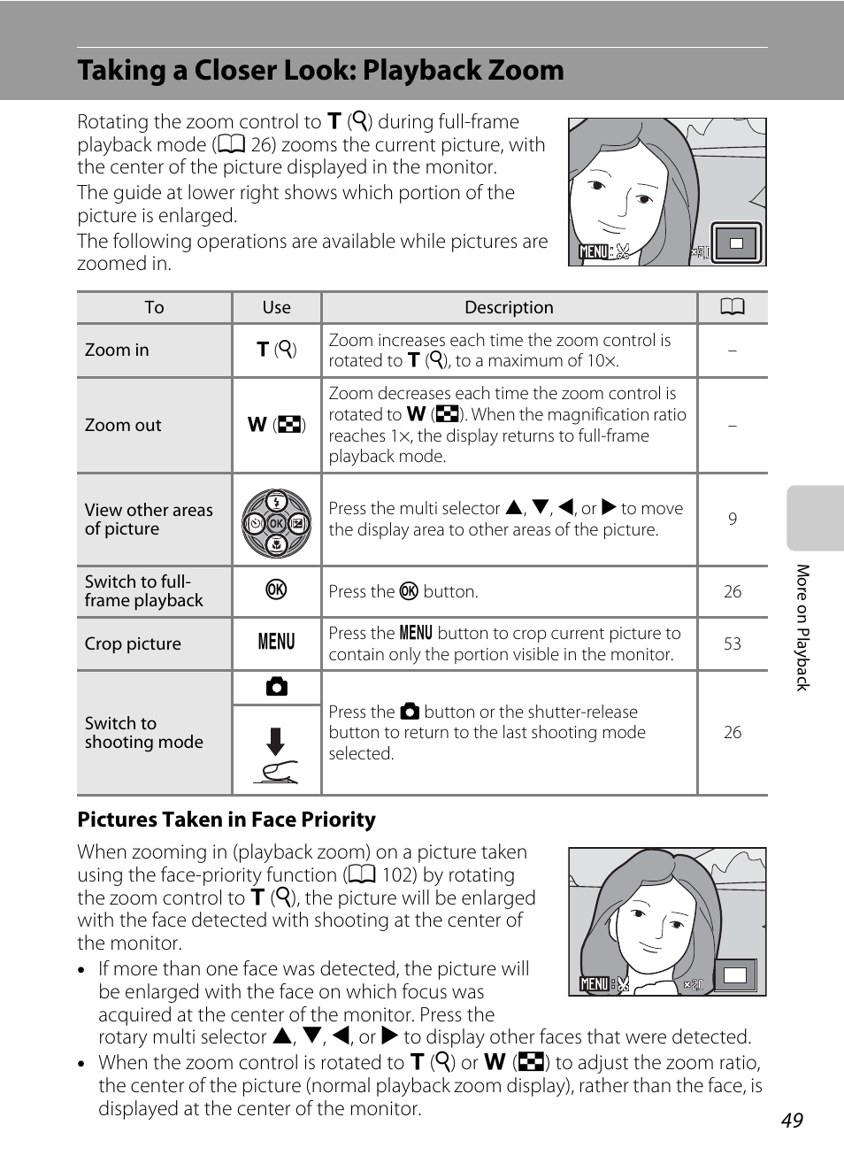 Taking a closer look: playback zoom | Nikon COOLPIX S203 User Manual | Page 61 / 164