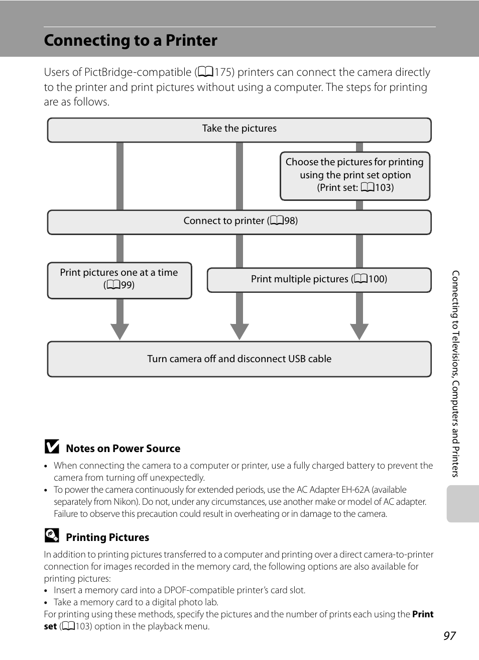 Connecting to a printer | Nikon Coolpix P90 User Manual | Page 109 / 192