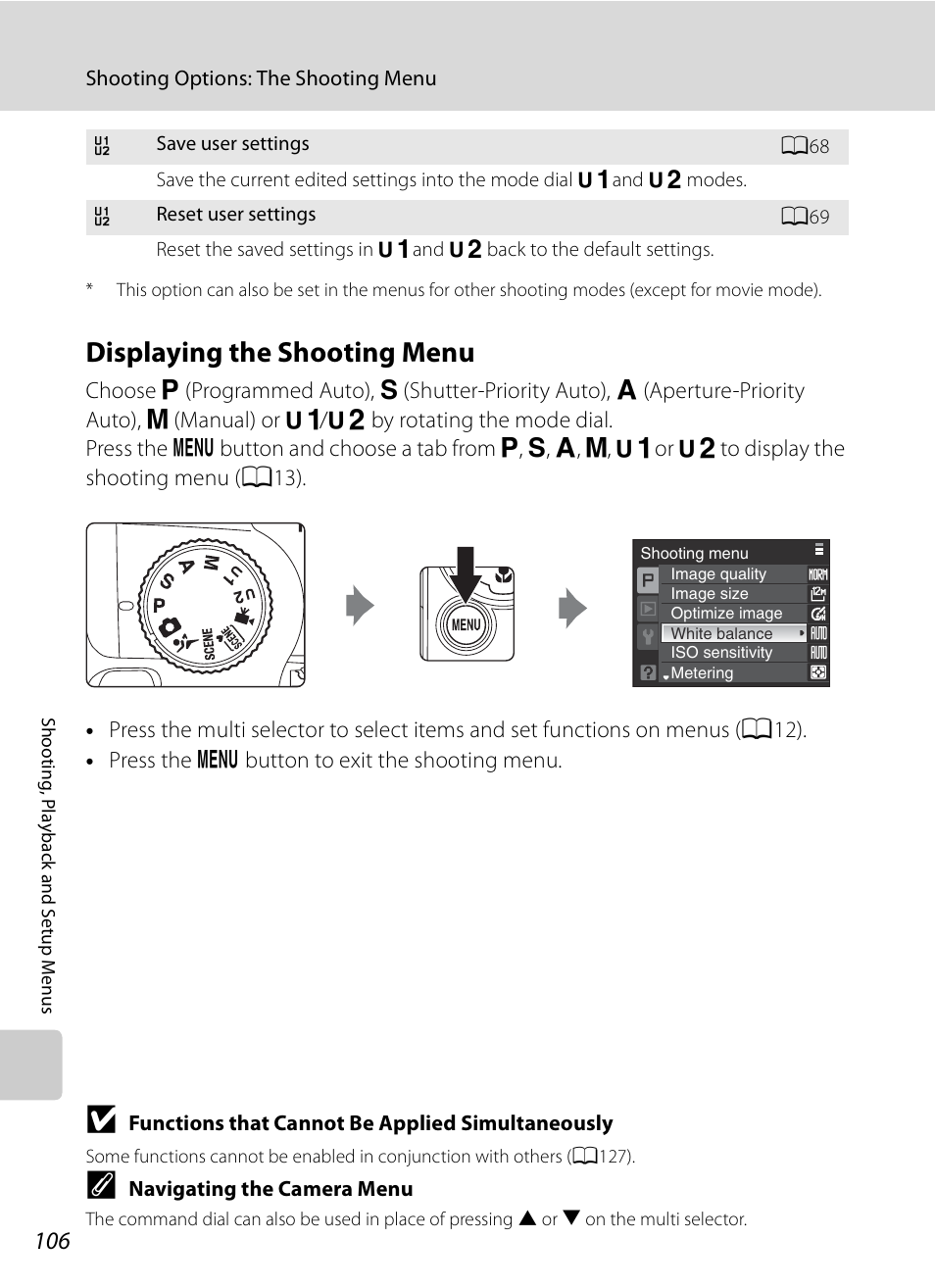 Displaying the shooting menu | Nikon Coolpix P90 User Manual | Page 118 / 192