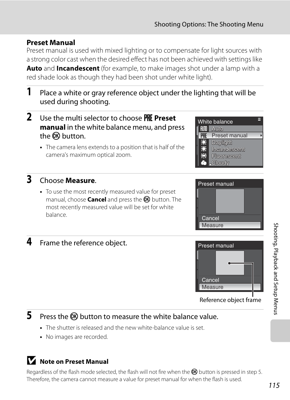 Ee “preset manual, A115) | Nikon Coolpix P90 User Manual | Page 127 / 192