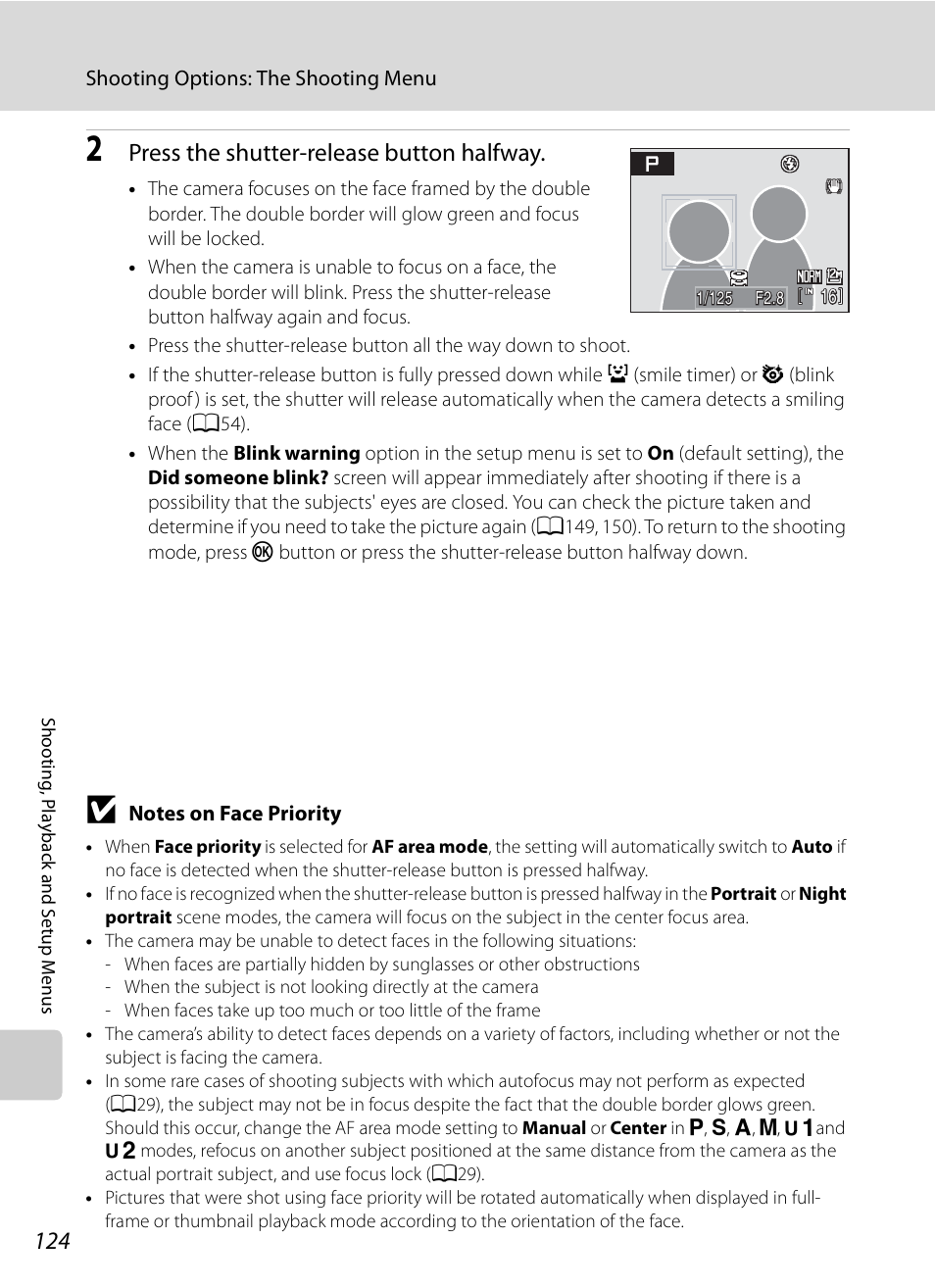 Press the shutter-release button halfway | Nikon Coolpix P90 User Manual | Page 136 / 192