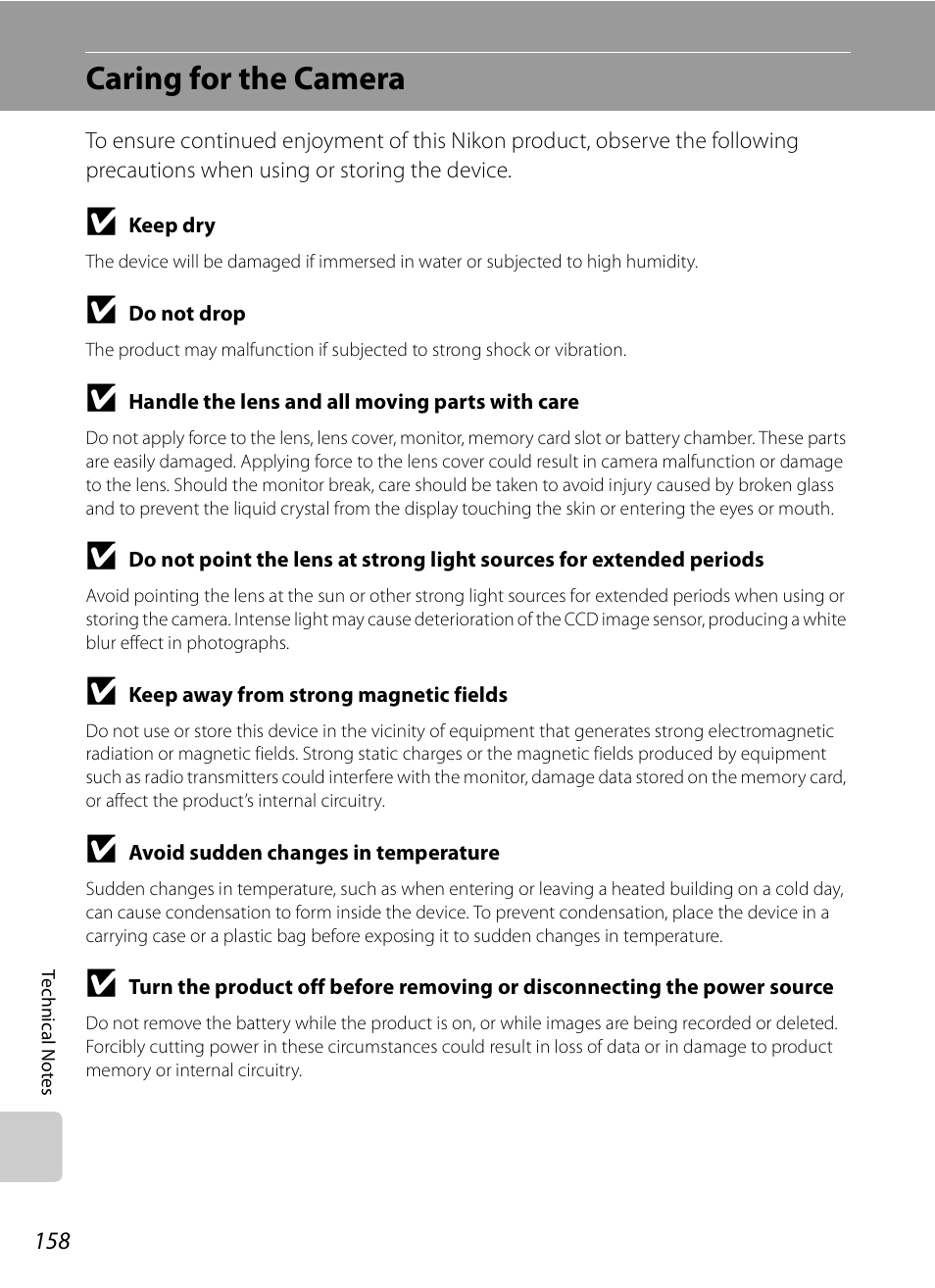 Caring for the camera, Caring for the, Camera | Nikon Coolpix P90 User Manual | Page 170 / 192