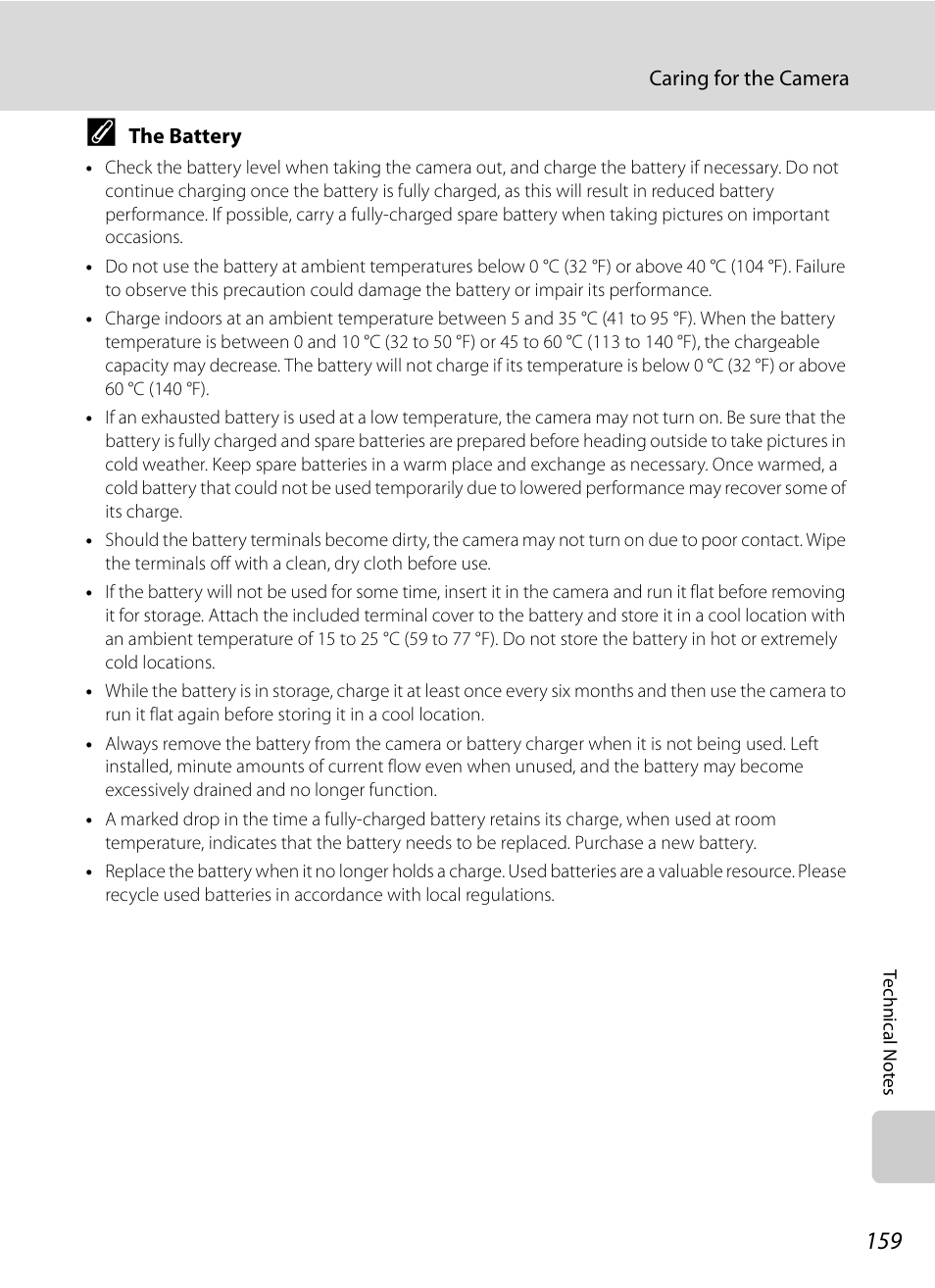 For “the battery, A159) | Nikon Coolpix P90 User Manual | Page 171 / 192