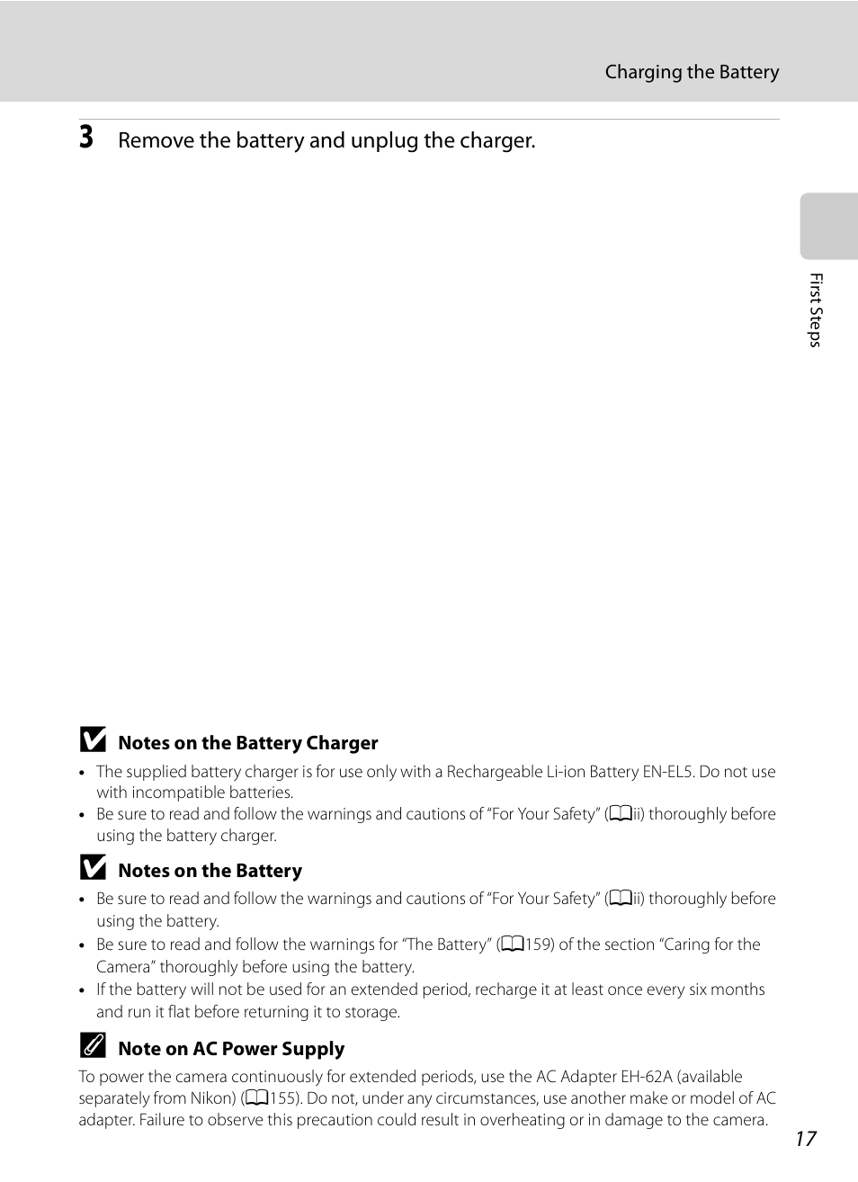 Remove the battery and unplug the charger | Nikon Coolpix P90 User Manual | Page 29 / 192