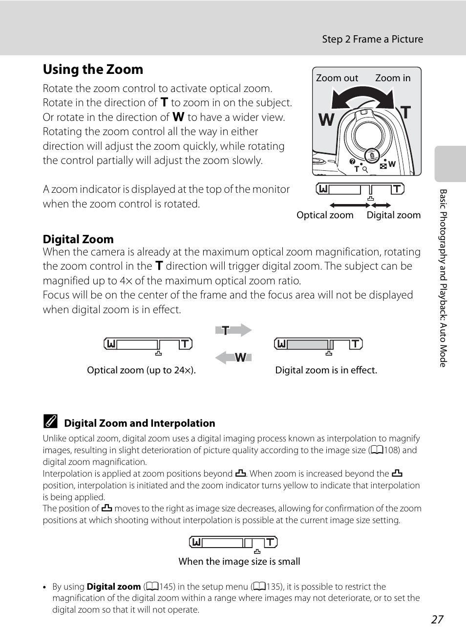 Using the zoom, Digital zoom | Nikon Coolpix P90 User Manual | Page 39 / 192