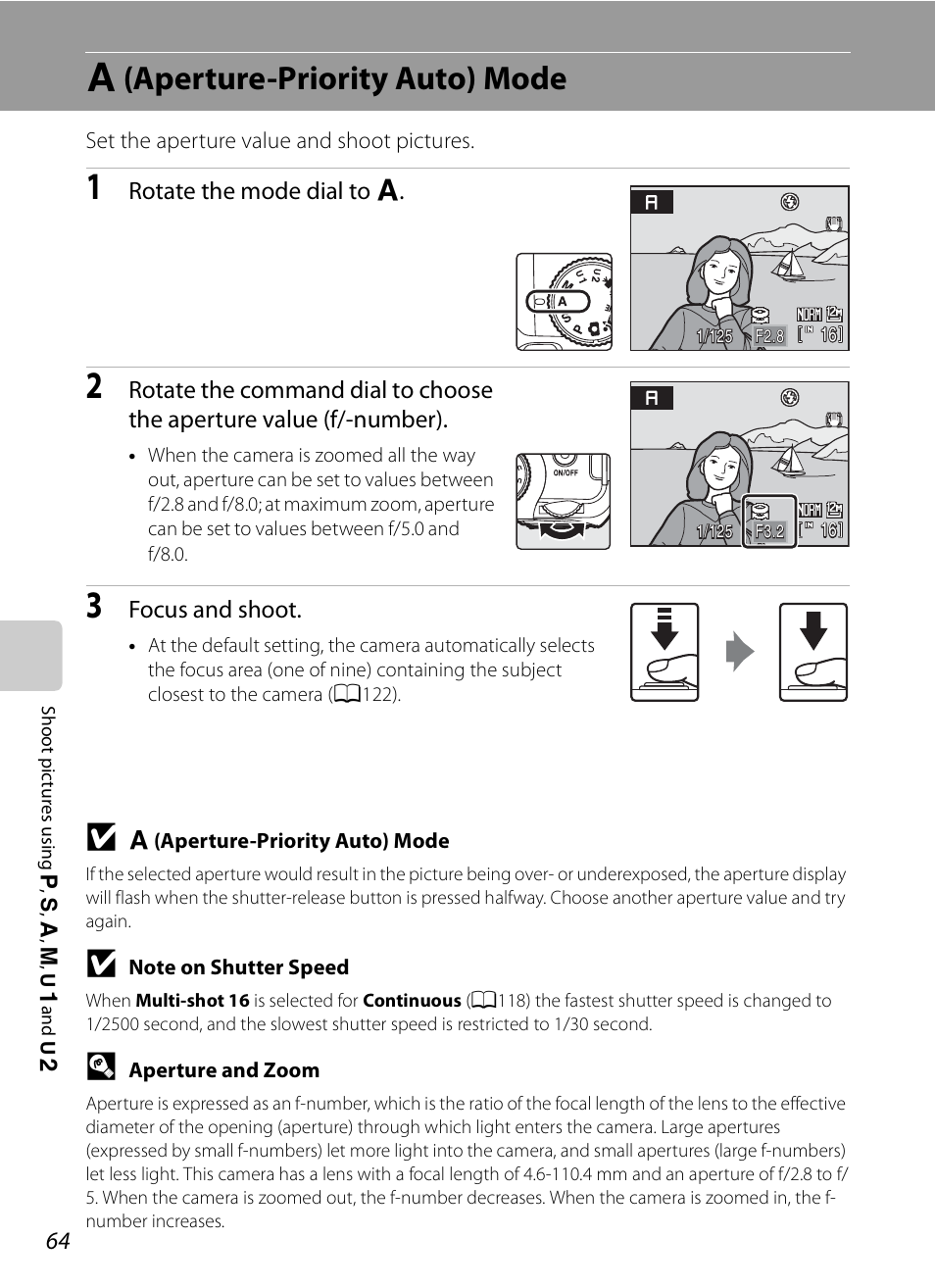A (aperture-priority auto) mode, C (aperture-priority auto) mode | Nikon Coolpix P90 User Manual | Page 76 / 192