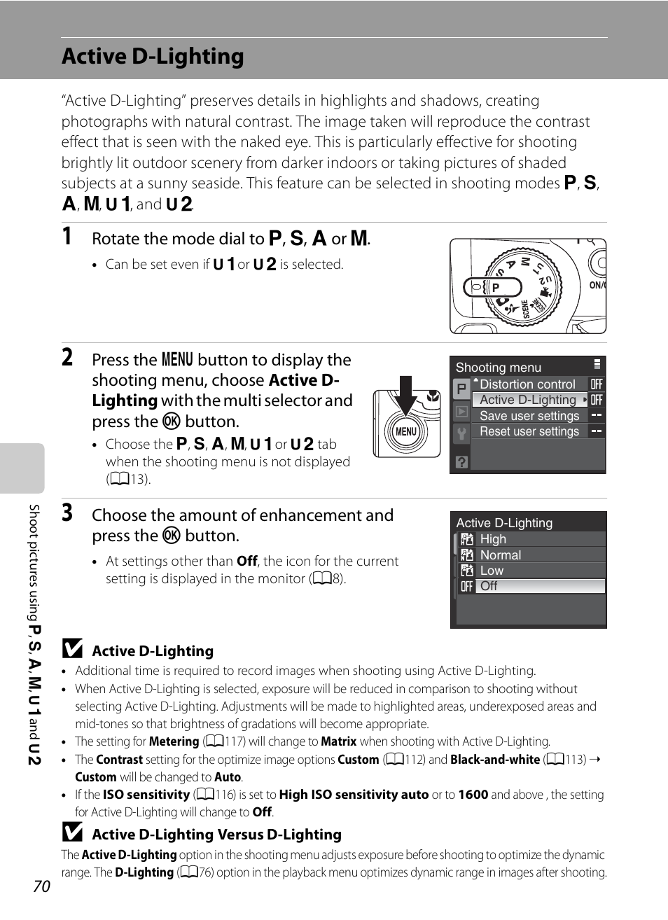 Active d-lighting | Nikon Coolpix P90 User Manual | Page 82 / 192