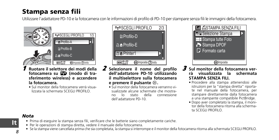 It stampa senza fili | Nikon PD-10 User Manual | Page 116 / 120