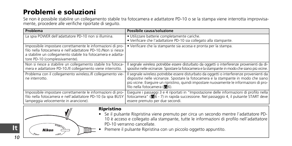 It problemi e soluzioni | Nikon PD-10 User Manual | Page 118 / 120