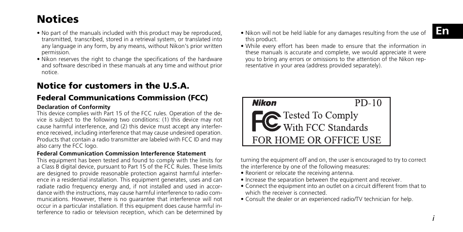 En notices | Nikon PD-10 User Manual | Page 3 / 120