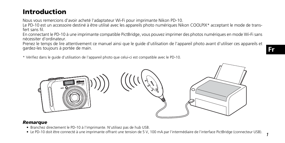 Fr introduction, Remarque | Nikon PD-10 User Manual | Page 37 / 120