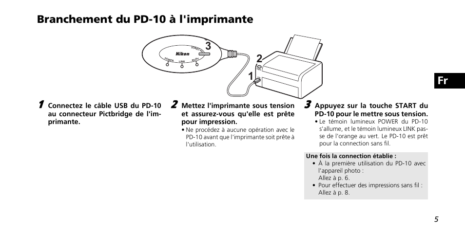 Fr branchement du pd-10 à l'imprimante | Nikon PD-10 User Manual | Page 41 / 120