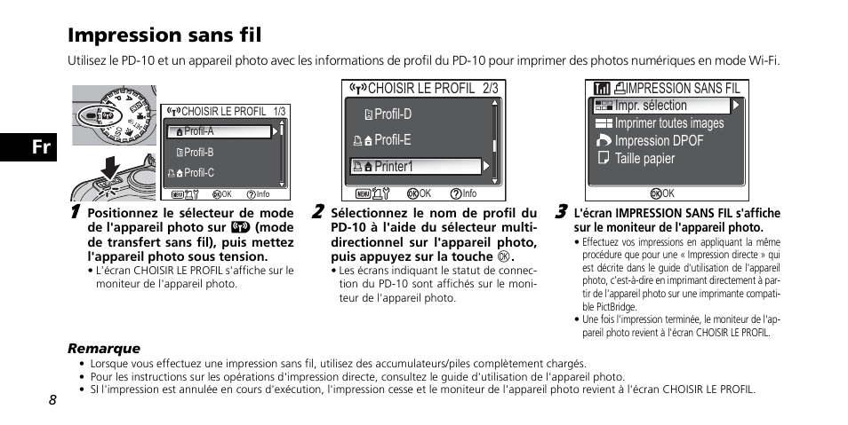 Fr impression sans fil | Nikon PD-10 User Manual | Page 44 / 120
