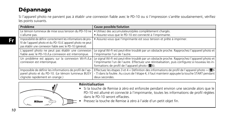Fr dépannage | Nikon PD-10 User Manual | Page 46 / 120