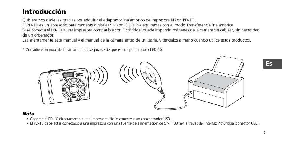Es introducción, Nota | Nikon PD-10 User Manual | Page 53 / 120