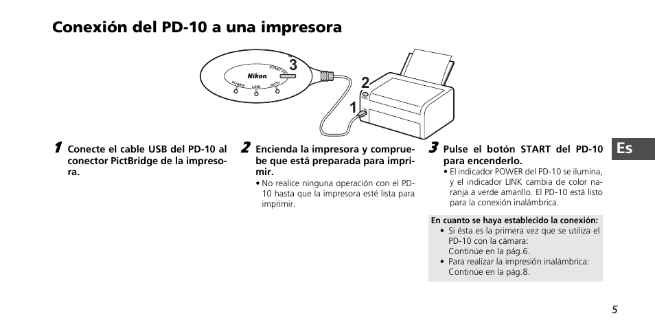 Es conexión del pd-10 a una impresora | Nikon PD-10 User Manual | Page 57 / 120
