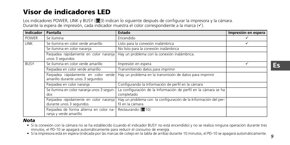 Es visor de indicadores led | Nikon PD-10 User Manual | Page 61 / 120