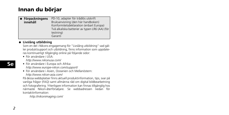 Se innan du börjar | Nikon PD-10 User Manual | Page 68 / 120