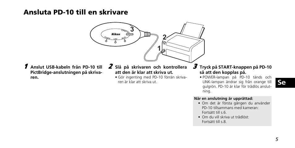 Se ansluta pd-10 till en skrivare | Nikon PD-10 User Manual | Page 71 / 120