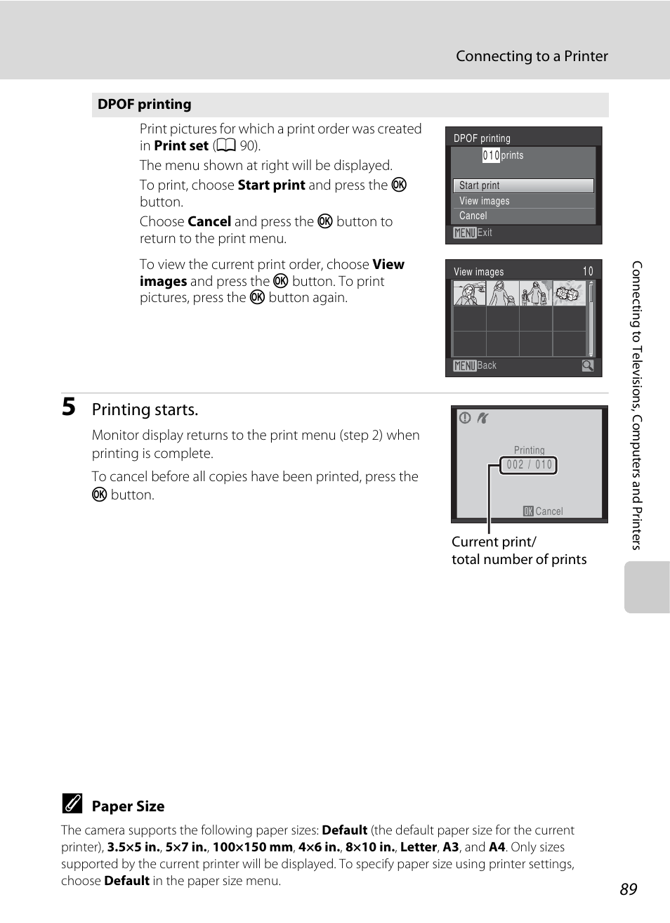 Printing starts | Nikon Coolpix S220 User Manual | Page 101 / 164