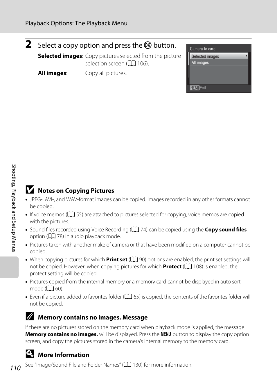 Select a copy option and press the k button | Nikon Coolpix S220 User Manual | Page 122 / 164