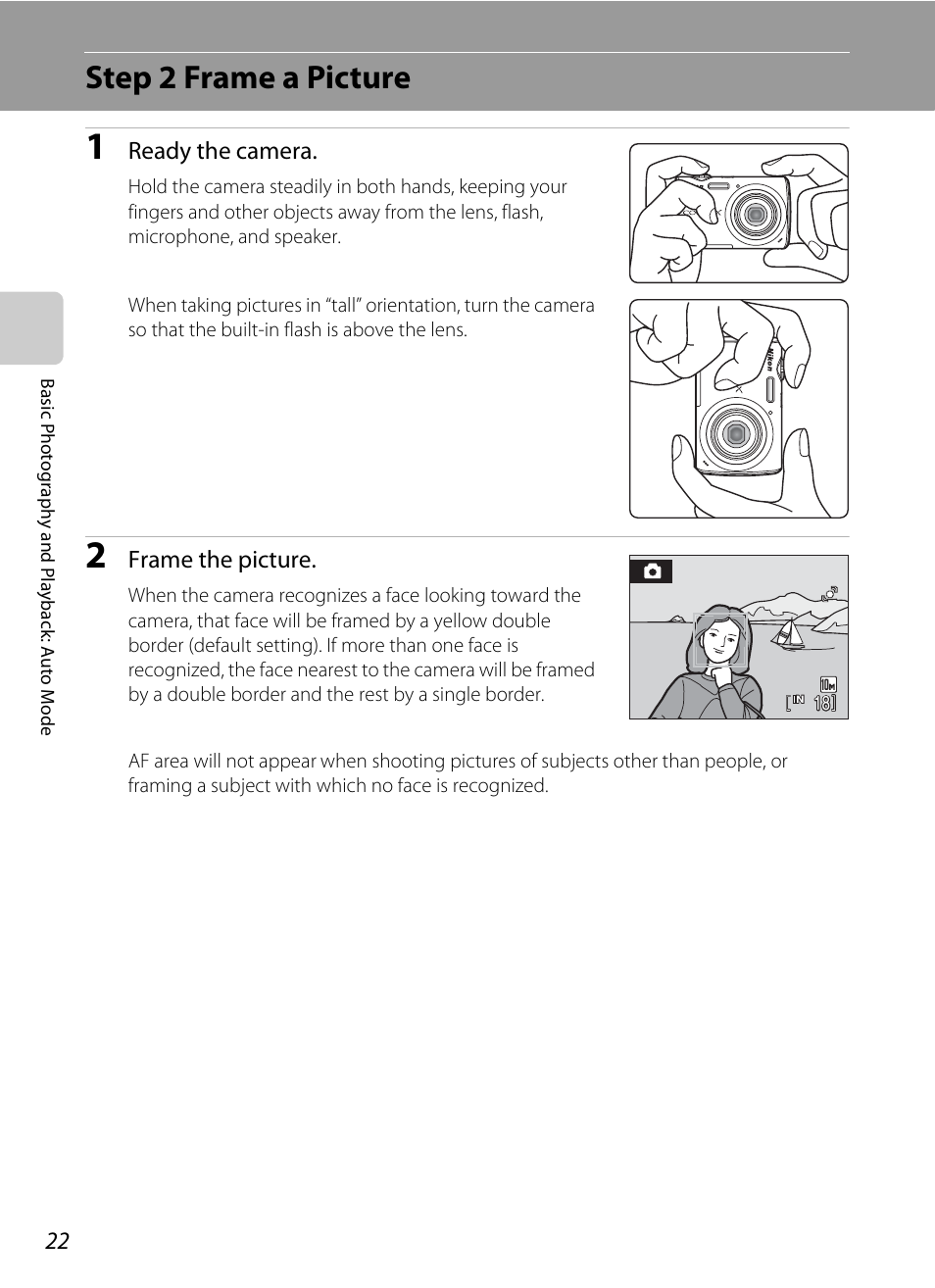 Step 2 frame a picture | Nikon Coolpix S220 User Manual | Page 34 / 164