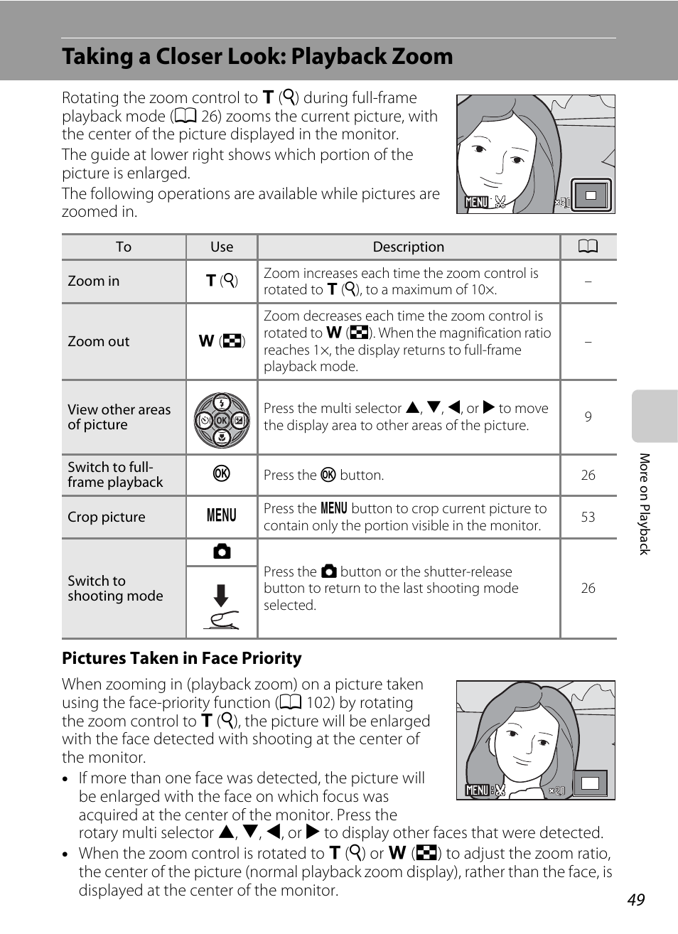 Taking a closer look: playback zoom | Nikon Coolpix S220 User Manual | Page 61 / 164