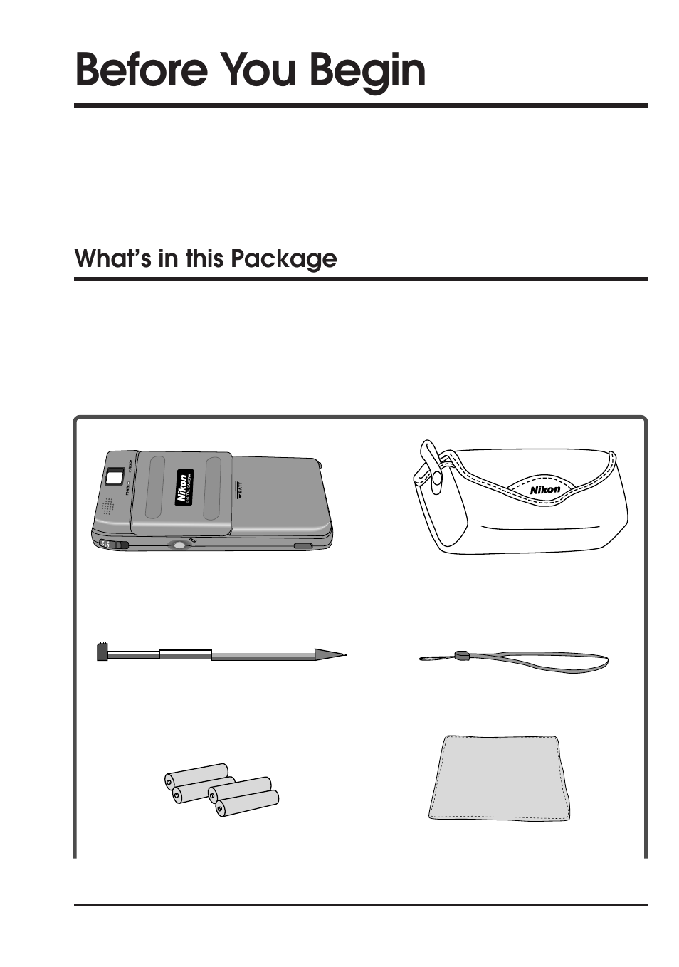 Before you begin, What’s in this package | Nikon Coolpix 300 User Manual | Page 17 / 116