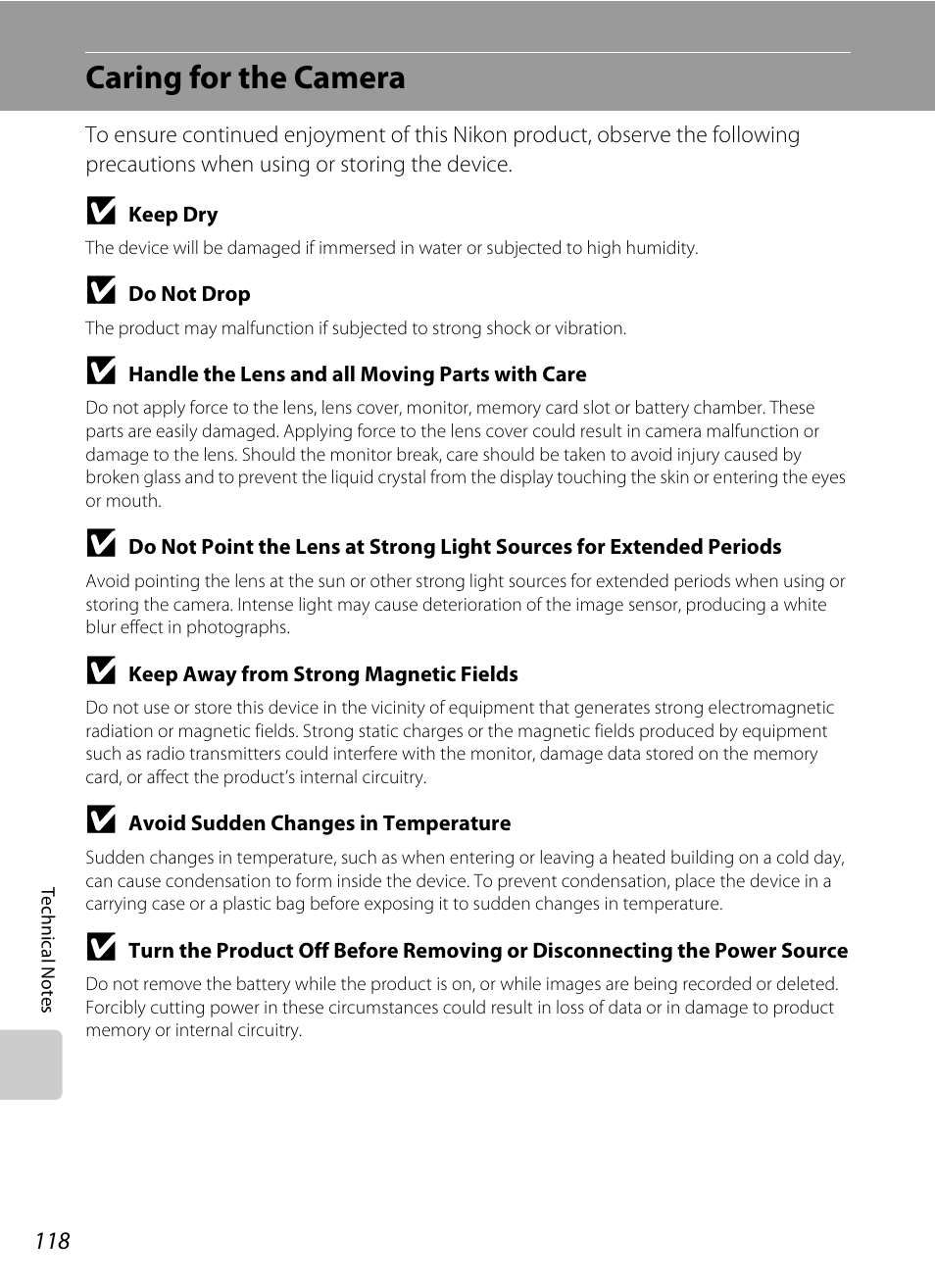 Caring for the camera | Nikon Coolpix S610 User Manual | Page 130 / 151