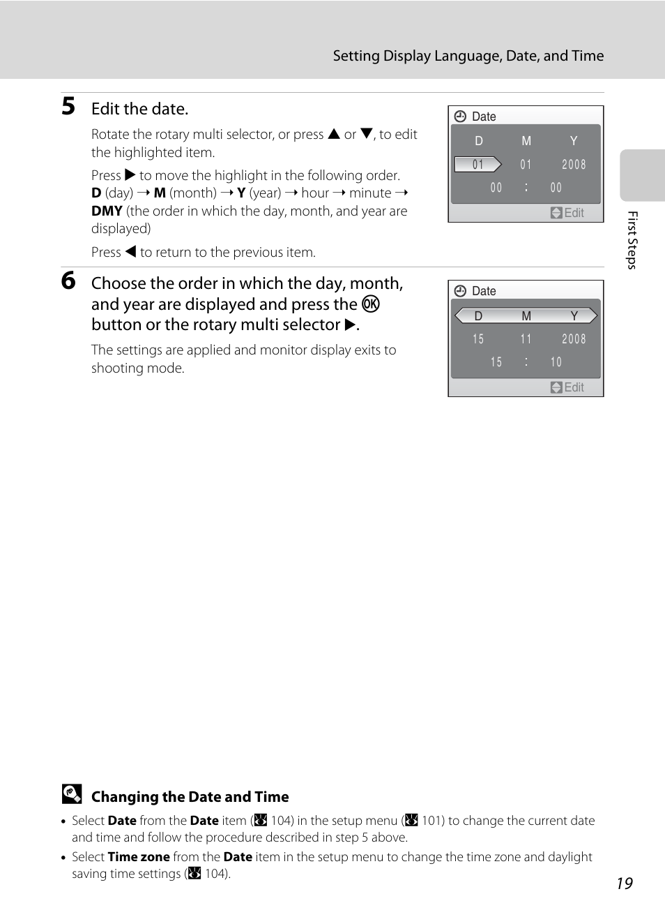 Edit the date | Nikon Coolpix S610 User Manual | Page 31 / 151