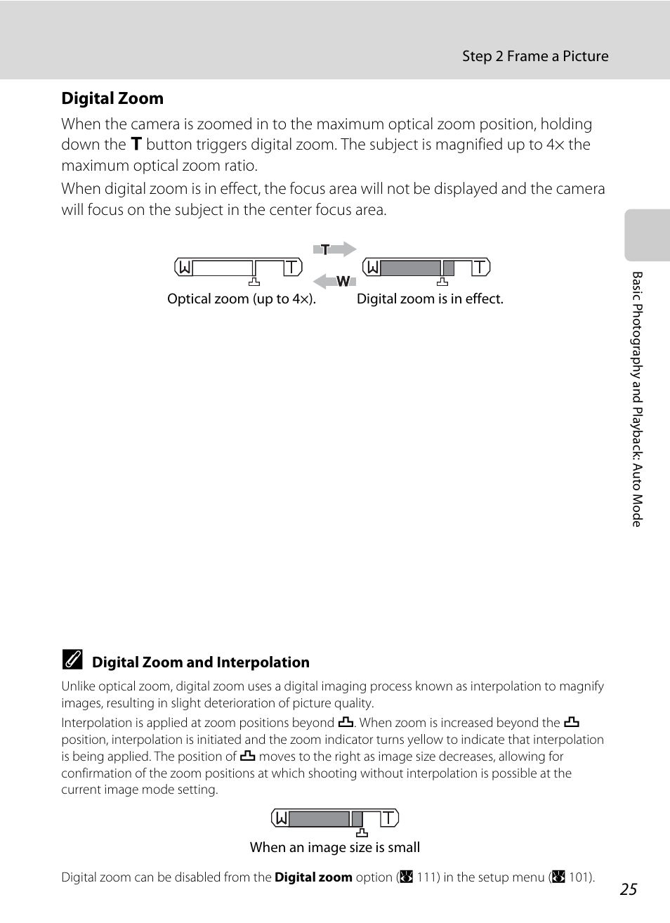 Digital zoom | Nikon Coolpix S610 User Manual | Page 37 / 151
