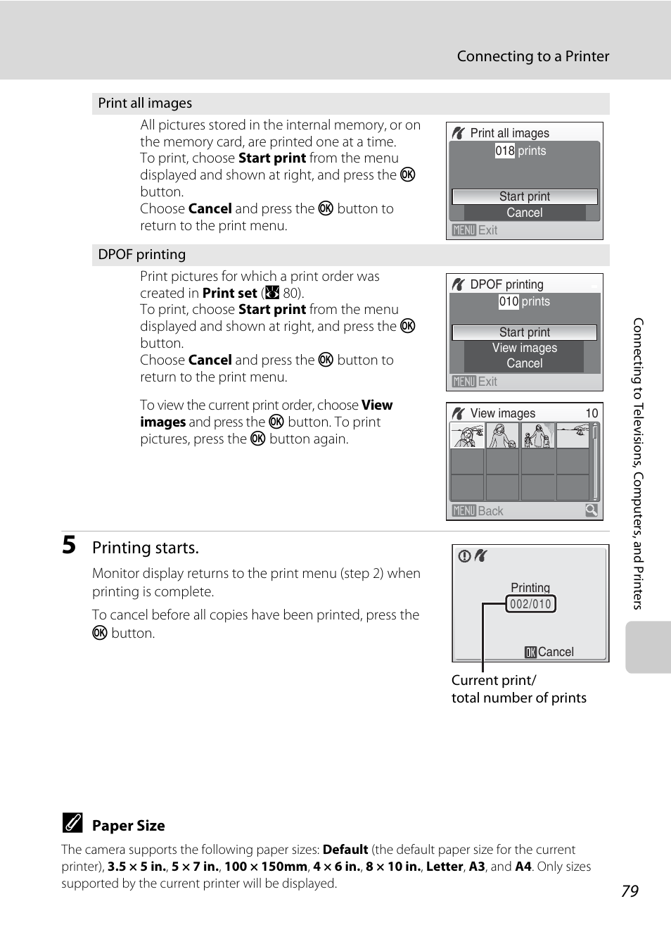 Printing starts | Nikon Coolpix S610 User Manual | Page 91 / 151
