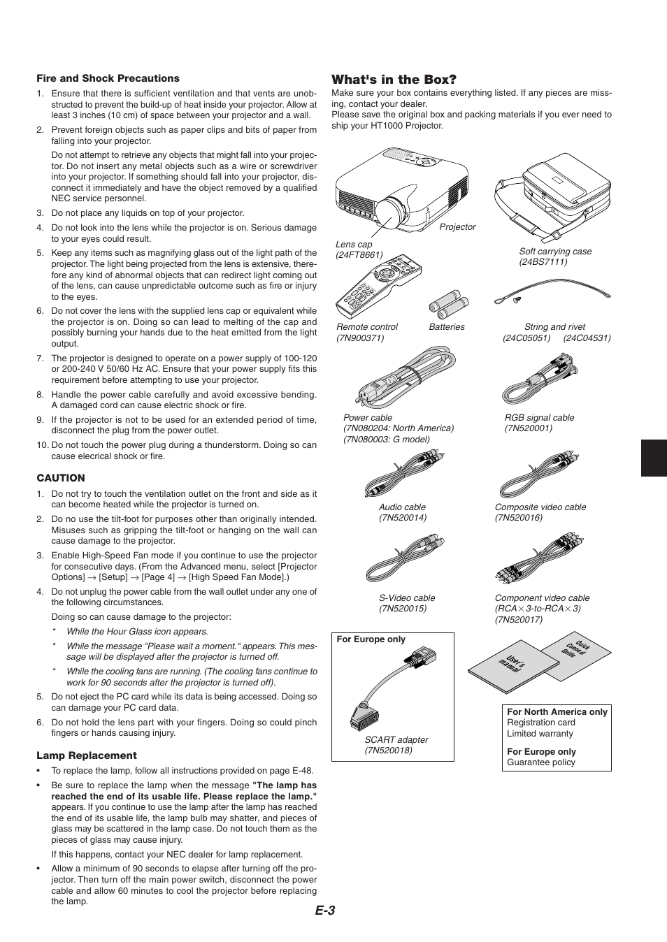 What's in the box | Nikon HT1000 User Manual | Page 3 / 61