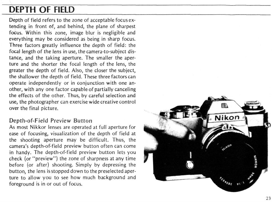 Operation of camera controls-continued | Nikon EL2 User Manual | Page 23 / 75
