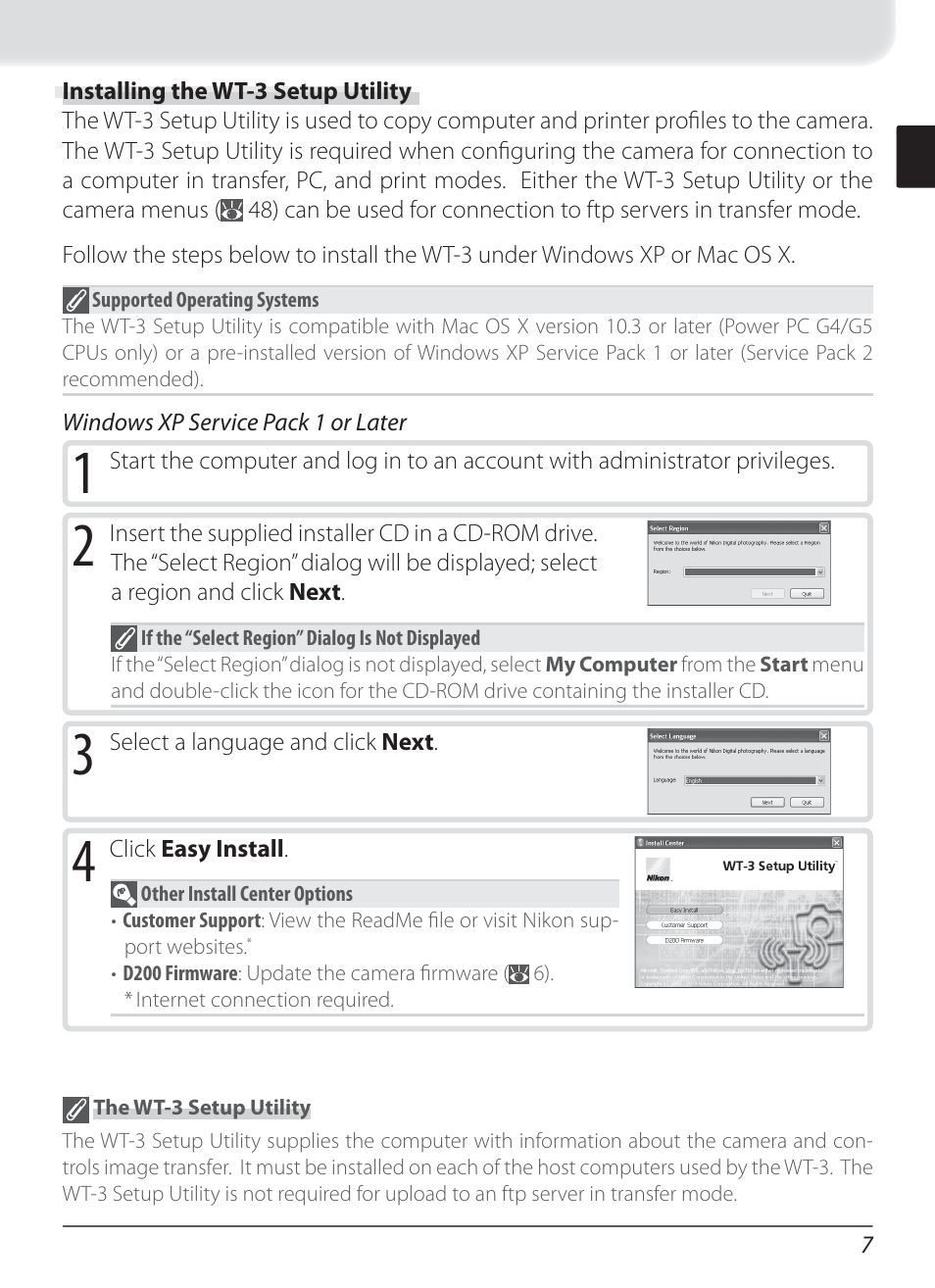 Installing the wt-3 setup utility | Nikon WT-3 User Manual | Page 15 / 65