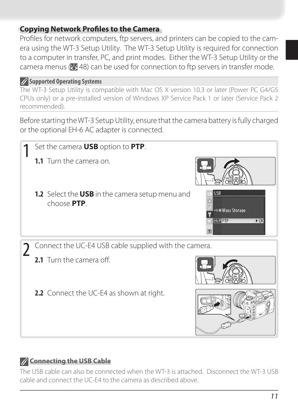 Copying network profiles to the camera | Nikon WT-3 User Manual | Page 19 / 65