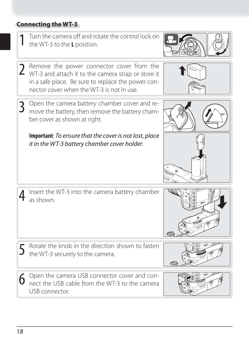 Connecting the wt-3 | Nikon WT-3 User Manual | Page 26 / 65