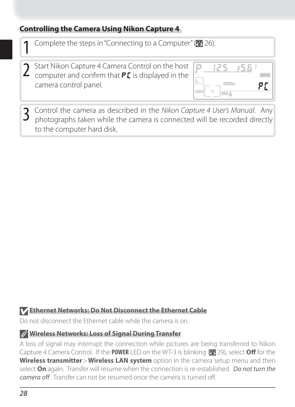 Controlling the camera using nikon capture 4 | Nikon WT-3 User Manual | Page 36 / 65