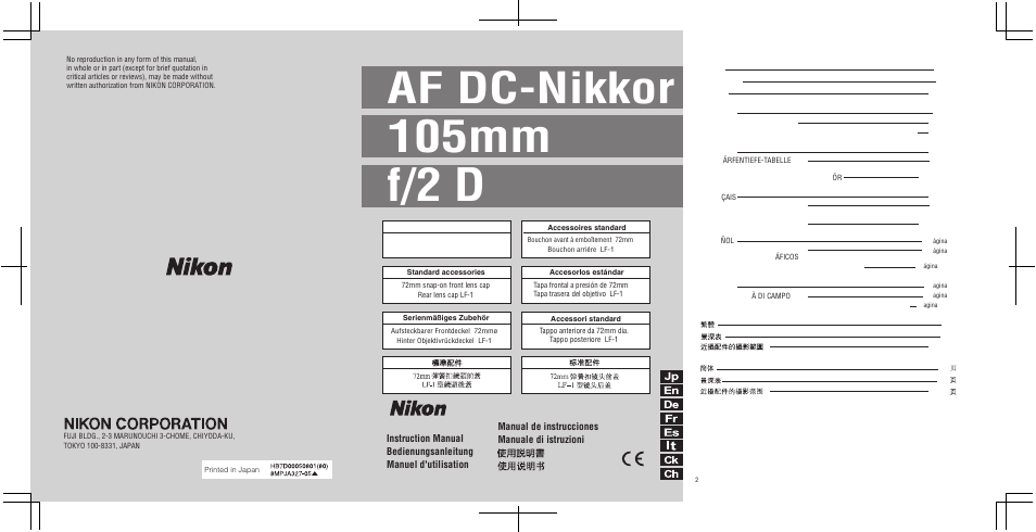 Nikon AF DC-NIKKOR User Manual | 22 pages