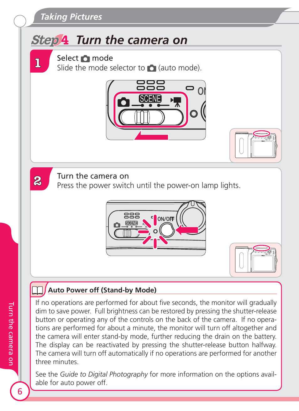 Turn the camera on, Turn the camera on turn the camera on | Nikon Coolpix S4 User Manual | Page 6 / 28