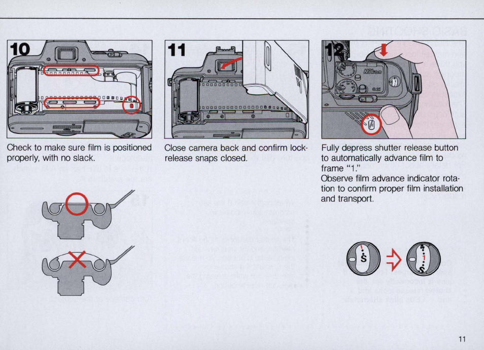 Loading film, Loading film -11 | Nikon N4004s User Manual | Page 11 / 84