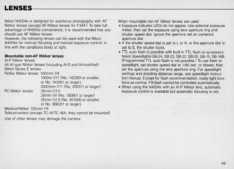 Nikon N4004s User Manual | Page 49 / 84