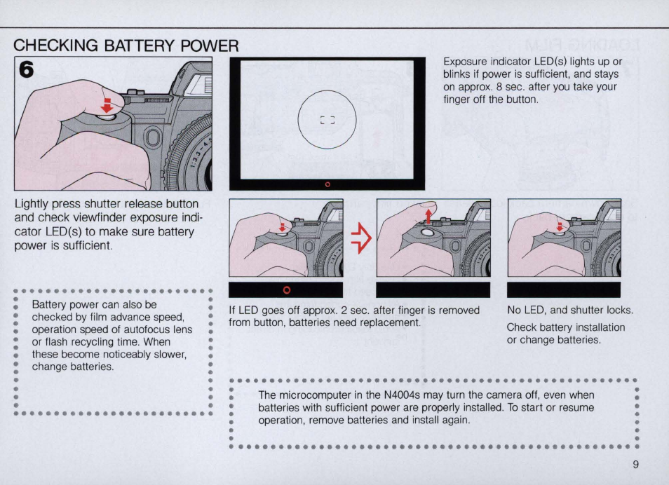 Installing batteries | Nikon N4004s User Manual | Page 9 / 84