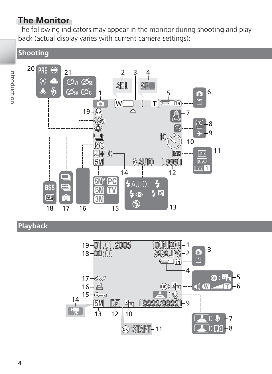 The monitor, 100nikon | Nikon COOL PIX S1 User Manual | Page 14 / 110